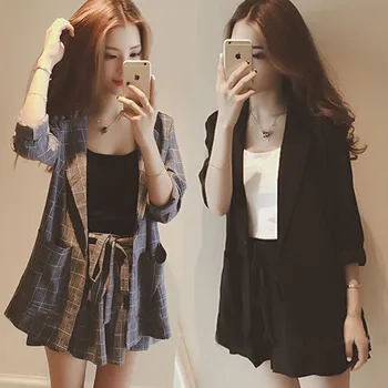 Summer Plaid Work Sets Short Suits for Women Thin styel Blazer & Hot Shorts Ladies Suit 2 Pieces Set 2019 Feminino
Summer Plaid Work Sets Short Suits for Women Thin styel Blazer & Hot Shorts Ladies Suit 2 Pieces Set 2019 Feminino
