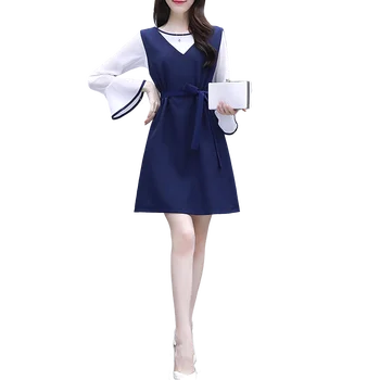 new autumn dress Korean fashion blue dresses chiffon white shirt & tank vest dress two-piece clothing set lady outfit vestido
new autumn dress Korean fashion blue dresses chiffon white shirt & tank vest dress two-piece clothing set lady outfit vestido