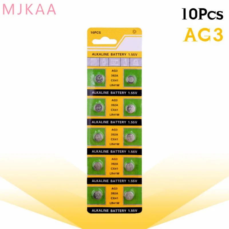 10pcs/pack AG3 For Watch Toys Remote SR41 192 Cell Coin Alkaline Battery 1.55V L736 384 SR41SW CX41 LR41 392 Button Batteries 
10pcs/pack AG3 For Watch Toys Remote SR41 192 Cell Coin Alkaline Battery 1.55V L736 384 SR41SW CX41 LR41 392 Button Batteries