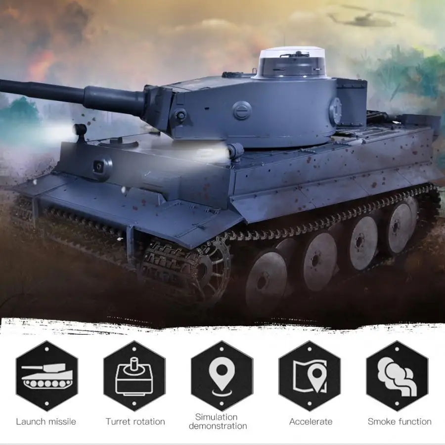 52.5cm RC Military Tank Model Toy 2.4G 1:16 Metal RC Tank with Sound and Light RC Toy For Kids Gift (6.0 Professional Edition)
52.5cm RC Military Tank Model Toy 2.4G 1:16 Metal RC Tank with Sound and Light RC Toy For Kids Gift (6.0 Professional Edition)