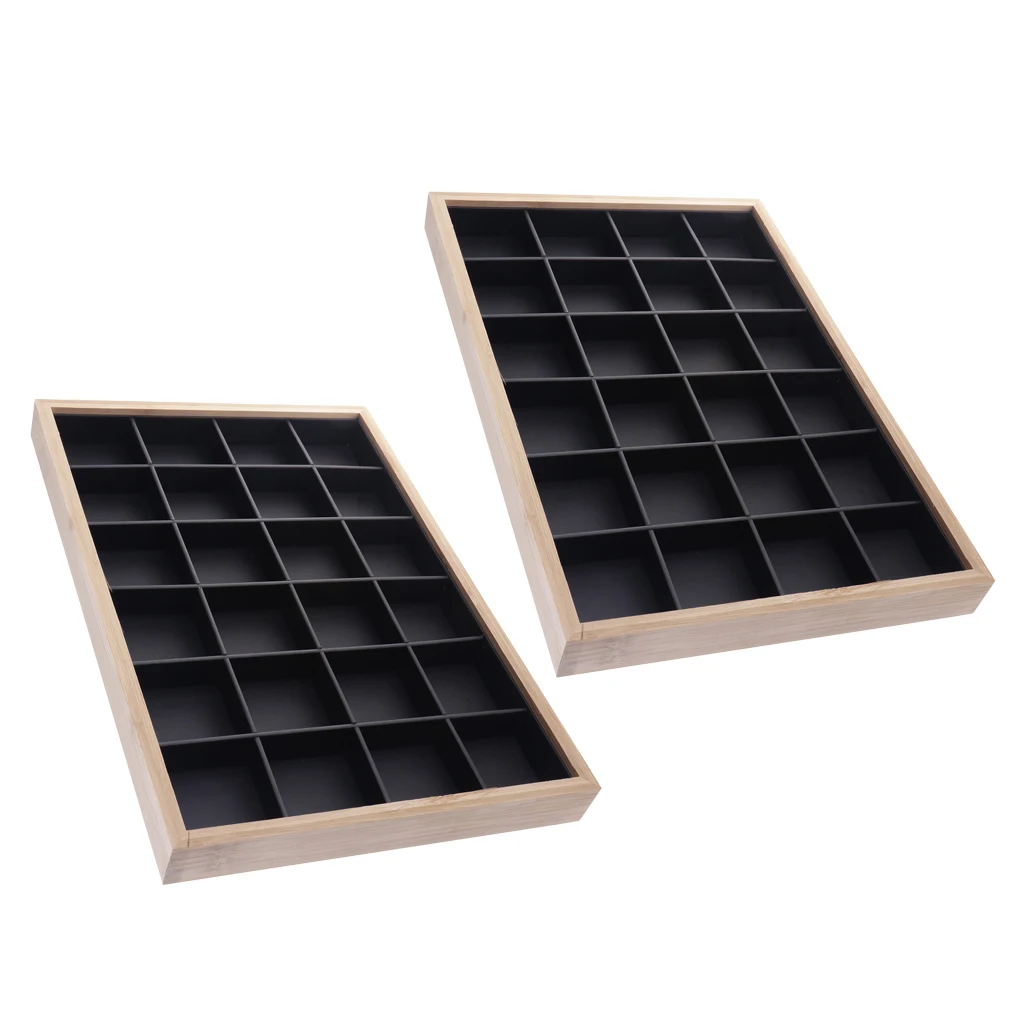 2Pcs 24 Grids Jewelry Tray Stackable Earrings Display Showcase Multifunctional Jewelry Display/Organizer Box for Girls Women 2Pcs 24 Grids Jewelry Tray Stackable Earrings Display Showcase Multifunctional Jewelry Display/Organizer Box for Girls Women