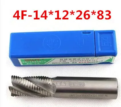 

4flute M2AI dia 14mm end mills milling cutter machine tool Roughing cutter CNC tools Super-hard high speed steel 4F-14*12*26*83