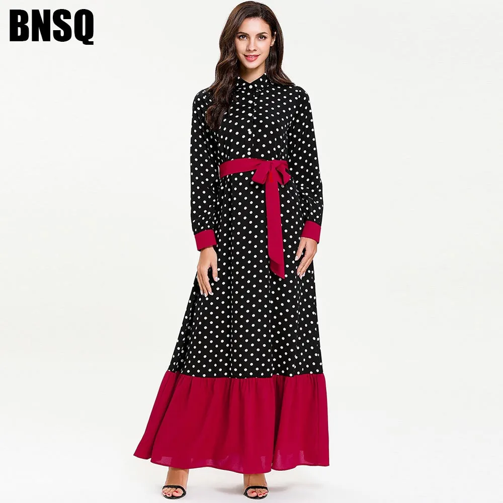 Casual Office Ladies Polka Dot Muslim Abaya Maxi Dress Skirt Kimono Long Robe Gowns Ramadan Middle East Arab Islamic Clothing
Casual Office Ladies Polka Dot Muslim Abaya Maxi Dress Skirt Kimono Long Robe Gowns Ramadan Middle East Arab Islamic Clothing