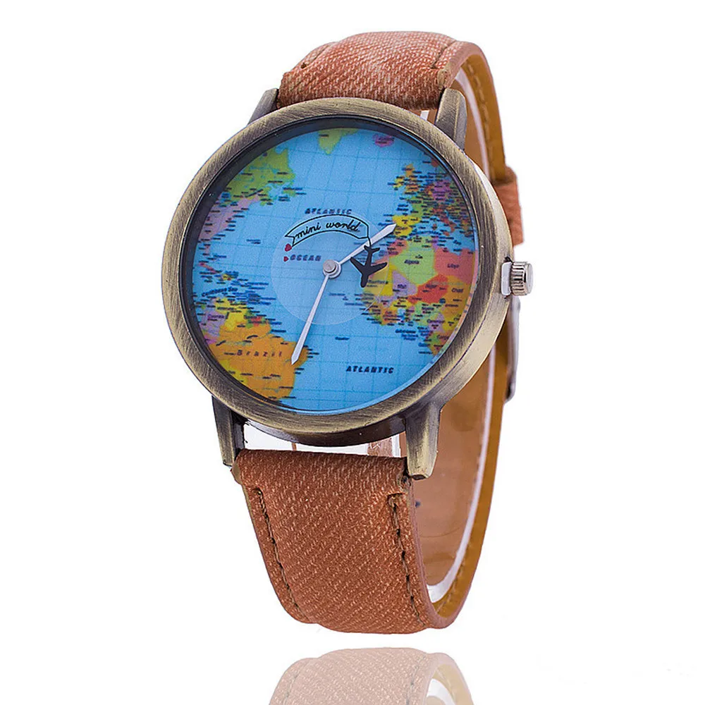Fashion Global Travel By Plane Map Denim Fabric Band Watch Casual Women Wristwatches Quartz Watch Relogio Feminino 2018
Fashion Global Travel By Plane Map Denim Fabric Band Watch Casual Women Wristwatches Quartz Watch Relogio Feminino 2018