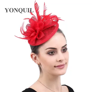 

Sinamay Wedding Hair Fascinators Cocktail Hats Feathers Formal Headpiece For Party Tea Race Derby Wedding Accessory New Arrival