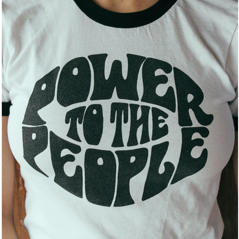 100% Cotton POWER TO THE PEOPLE Printed Loose Short Sleeve Ringer T-Shirts Women Harajuku Summer Top Vintage Style Feminism Tees
100% Cotton POWER TO THE PEOPLE Printed Loose Short Sleeve Ringer T-Shirts Women Harajuku Summer Top Vintage Style Feminism Tees