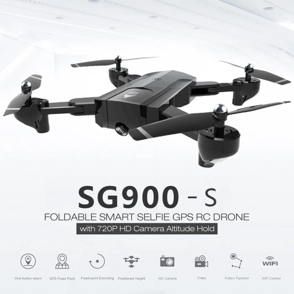 SG900-S 2.4G RC Drone Foldable Selfie Smart GPS FPV Quadcopter with 720P HD Camera Altitude Hold Follow Me One Key Return
SG900-S 2.4G RC Drone Foldable Selfie Smart GPS FPV Quadcopter with 720P HD Camera Altitude Hold Follow Me One Key Return