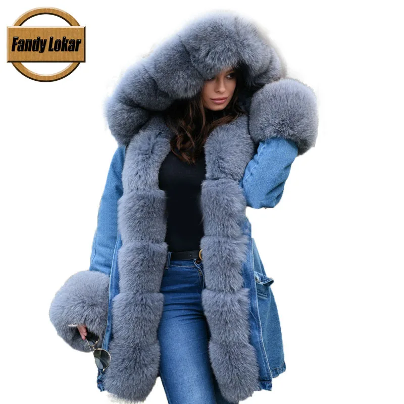 Fandy Lokar Real Fur Parkas Detached Liner Natural Rex Rabbit Fur Denim Jacket Real Fox Fur winter coat Long Fur Parka Women
Fandy Lokar Real Fur Parkas Detached Liner Natural Rex Rabbit Fur Denim Jacket Real Fox Fur winter coat Long Fur Parka Women