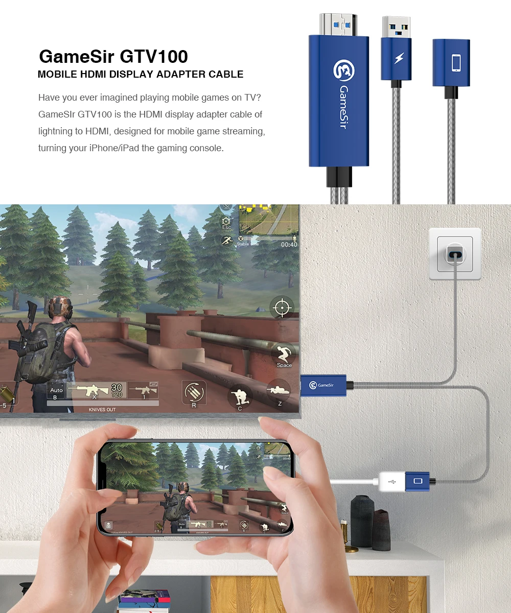 Gamesir Gtv100 Cep Hdmi Ekran Adaptörü Kablosu 44 Gamesir Gtv100 Mobile Hdmi Görüntü Kalbosu Adaptörü, Hiç Mobil Oyunları Tv Ekranınızdan Oynadığınızı Hayal Etmiş Miydiniz? Gtv 100 Mobil Oyunları Tv'ye Stream Etmek Için Özel Olarak Tasarlanmıştır.