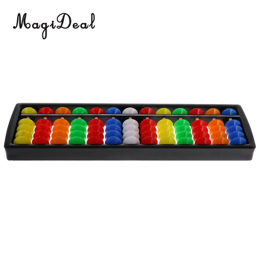 MagiDeal 13Rods Plastic Beads Abacus Soroban Calculating Tool Educational Math Toy for School Teacher Student Office Use 6Colors