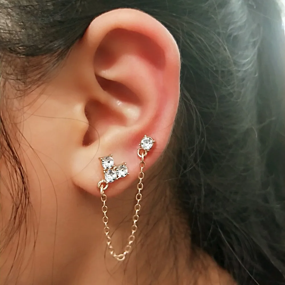 New Fashion accessories Bohemia simple style alloy gold crystal chain single Earrings for women jewelry party ear studs gift
New Fashion accessories Bohemia simple style alloy gold crystal chain single Earrings for women jewelry party ear studs gift