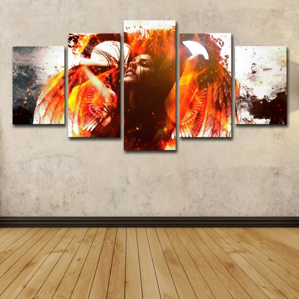 5P2263-HD Printed angel Group Painting 5 piece Canvas art Print room home decor print poster picture canvas Free shipping (2)