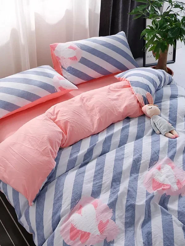 Blue White Stripes Bedding Set 4Pcs Fabric Soft Bedlinens Flat Sheet Set Pillow Cases
Blue White Stripes Bedding Set 4Pcs Fabric Soft Bedlinens Flat Sheet Set Pillow Cases