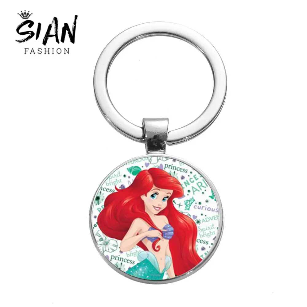 SIAN Fairy Tale The Little Mermaid Keychain Princess Ariel Cartoon Printed Glass Dome Round Pendant Keyring Bag Charm Key Holder
SIAN Fairy Tale The Little Mermaid Keychain Princess Ariel Cartoon Printed Glass Dome Round Pendant Keyring Bag Charm Key Holder