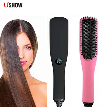 USHOW Women Hair Care Professional LED Ceramic Fast Heating Hair Straightening Comb Home Use Brush Tool
USHOW Women Hair Care Professional LED Ceramic Fast Heating Hair Straightening Comb Home Use Brush Tool