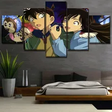 HD печатает модульная домашний декор Картины 5 штук Конан аниме