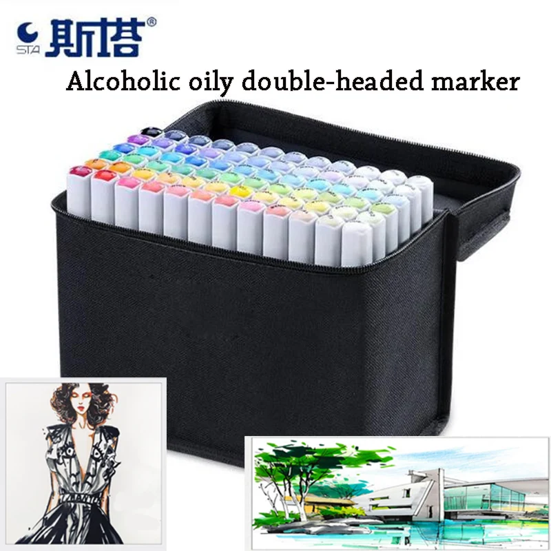 STA 30/40/60/80/168 Color Dual Tip Alcohol Based Graphic Art Marker Double-headed Sketch Pen Drawing Anime/Illustration/Interior
STA 30/40/60/80/168 Color Dual Tip Alcohol Based Graphic Art Marker Double-headed Sketch Pen Drawing Anime/Illustration/Interior