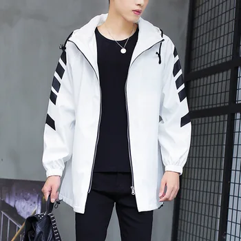 Plus Size M-3XL Men Jacket Casual Slim Solid Hooded Zipper Coat For Man 2018 Spring Autumn New Color White / Black 
Plus Size M-3XL Men Jacket Casual Slim Solid Hooded Zipper Coat For Man 2018 Spring Autumn New Color White / Black