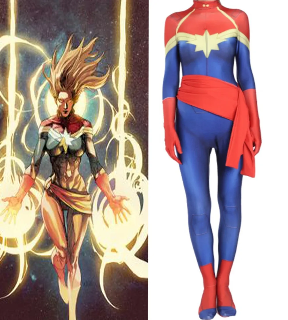 Captain Marvel Ms Marvel Carol Danvers Custome Female Superhero Cusplay Catsuit Sexy Zentai Printing Halloween Women Bodysuit
Captain Marvel Ms Marvel Carol Danvers Custome Female Superhero Cusplay Catsuit Sexy Zentai Printing Halloween Women Bodysuit