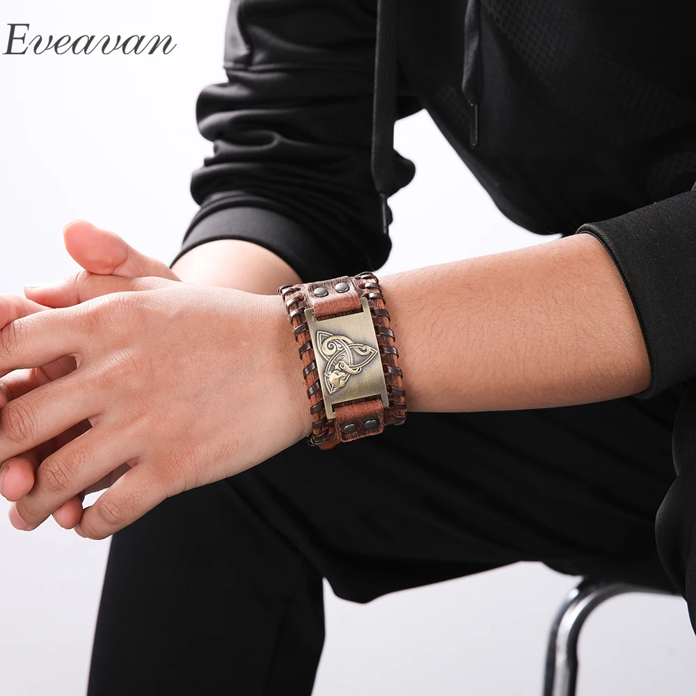 EUEAVAN 5pcs Viking Jewelry Fox Smart Symbol Bracelet Trinity Celtics Knot Amulet Wide Black Brown Leather Bangles For Men
EUEAVAN 5pcs Viking Jewelry Fox Smart Symbol Bracelet Trinity Celtics Knot Amulet Wide Black Brown Leather Bangles For Men