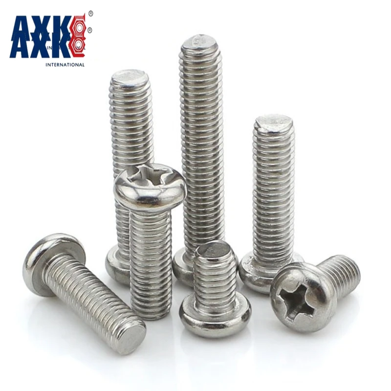 AXK 50Pcs M2 M2.5 M3 M4 ISO7045 DIN7985 GB818 Stainless Steel Cross Recessed Pan Head Screws Phillips Bolts | Обустройство дома