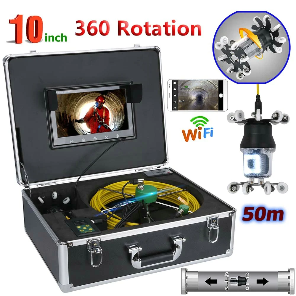 10 Inch 360 Degree 20 White+18 IR LED Android IOS APP Control WIFI DVR Waterproof Drain Pipe Sewer Video Inspection Camera KIT
10 Inch 360 Degree 20 White+18 IR LED Android IOS APP Control WIFI DVR Waterproof Drain Pipe Sewer Video Inspection Camera KIT