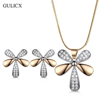 GULICX Trendy Flowers Sparkling AAA CZ Cubic Zirconia White Rhinestones Women Jewelry Sets Necklaces Pendant Stud Earrings
GULICX Trendy Flowers Sparkling AAA CZ Cubic Zirconia White Rhinestones Women Jewelry Sets Necklaces Pendant Stud Earrings
