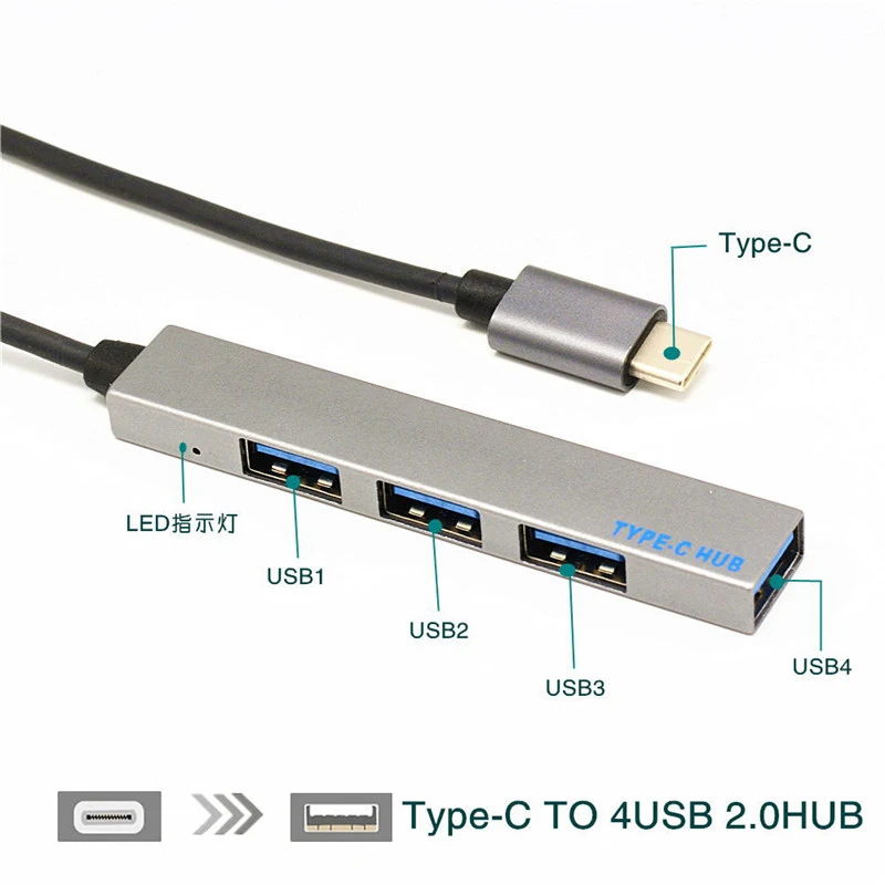 Uverbon USB Type C Hub Mental Type-C to 4 USB Adapter for Macbook Accessories USB-C Splitter OTG Cable Hub
Uverbon USB Type C Hub Mental Type-C to 4 USB Adapter for Macbook Accessories USB-C Splitter OTG Cable Hub