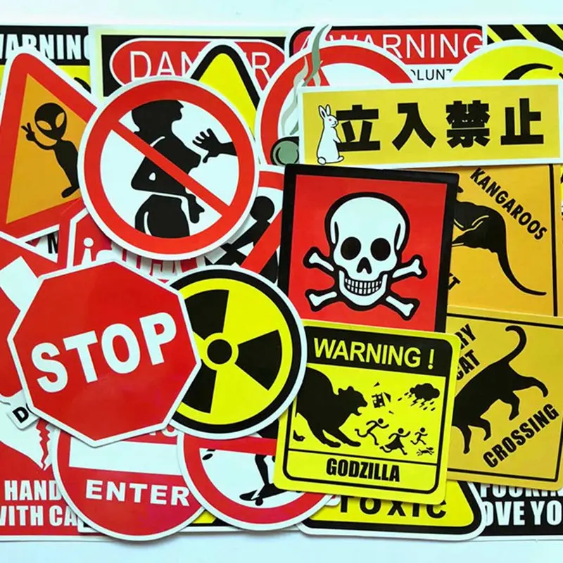 50 pcs/set Signs Stickers Danger Warning Banning Reminder Decor Sticker For Laptop Suitcase Fridge Notebook
50 pcs/set Signs Stickers Danger Warning Banning Reminder Decor Sticker For Laptop Suitcase Fridge Notebook