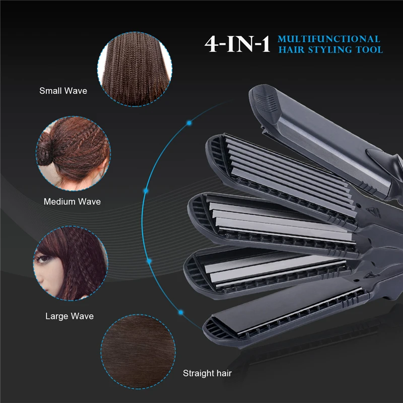CkeyiN 4-in-1 Interchangeable Plates Fast Hair Straightener Flat Iron Hairdressing Styling Wave Perm Rod Corn Hair Clip Curler
CkeyiN 4-in-1 Interchangeable Plates Fast Hair Straightener Flat Iron Hairdressing Styling Wave Perm Rod Corn Hair Clip Curler