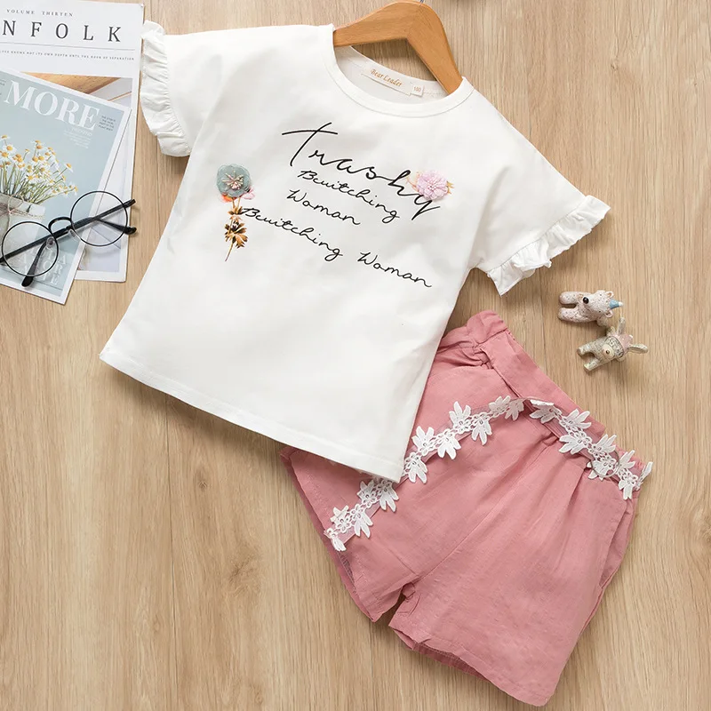 Комплект одежды для девочек новинка лето 2019 хлопковый жилет комплект из двух