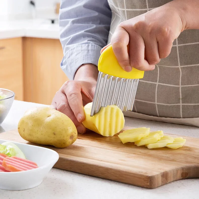 Hot Sale Wave Potato Slices Wrinkled French Fries Salad Corrugated Cutting Chopped Potato Slices Knife Kitchen Gadgets
Hot Sale Wave Potato Slices Wrinkled French Fries Salad Corrugated Cutting Chopped Potato Slices Knife Kitchen Gadgets