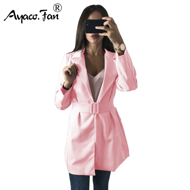 Pink Blazer 2019 New Women OL Style Solid Long Sleeve Blazers Coats Female Autumn Winter Tops Casual Lady Long Blazer with Belt
Pink Blazer 2019 New Women OL Style Solid Long Sleeve Blazers Coats Female Autumn Winter Tops Casual Lady Long Blazer with Belt