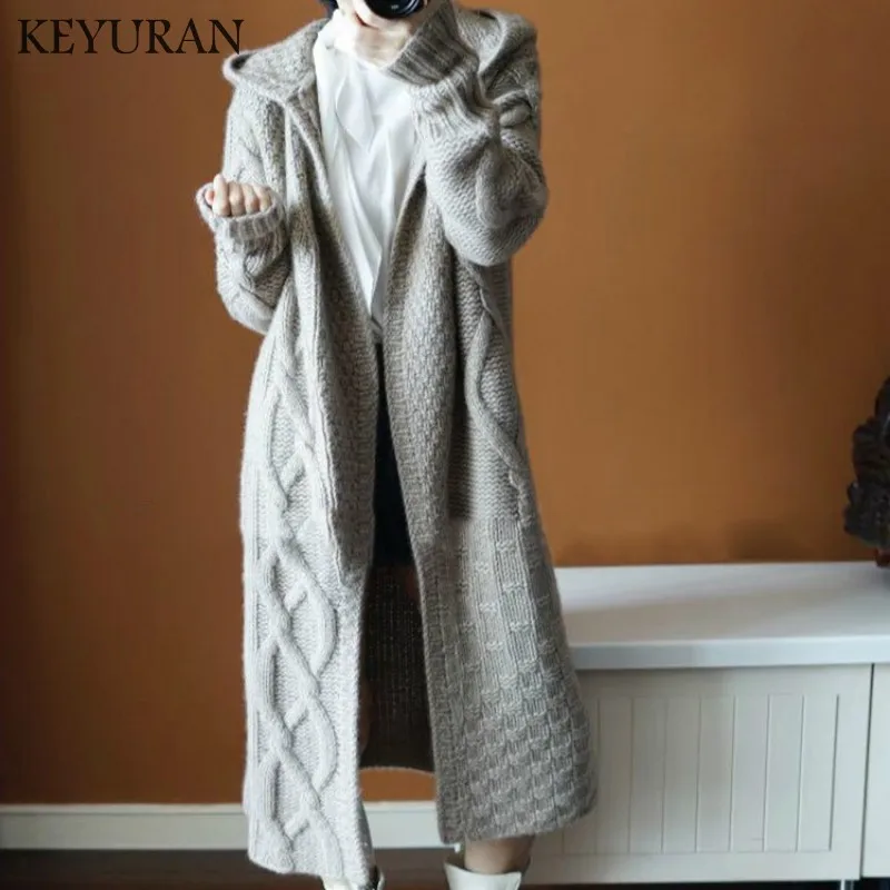 2019 Fashion Cashmere Autumn Women Vintage Long Knitwear Cardigan Coat Female Hooded Open Stitch Casual Loose Knitted Sweater
2019 Fashion Cashmere Autumn Women Vintage Long Knitwear Cardigan Coat Female Hooded Open Stitch Casual Loose Knitted Sweater