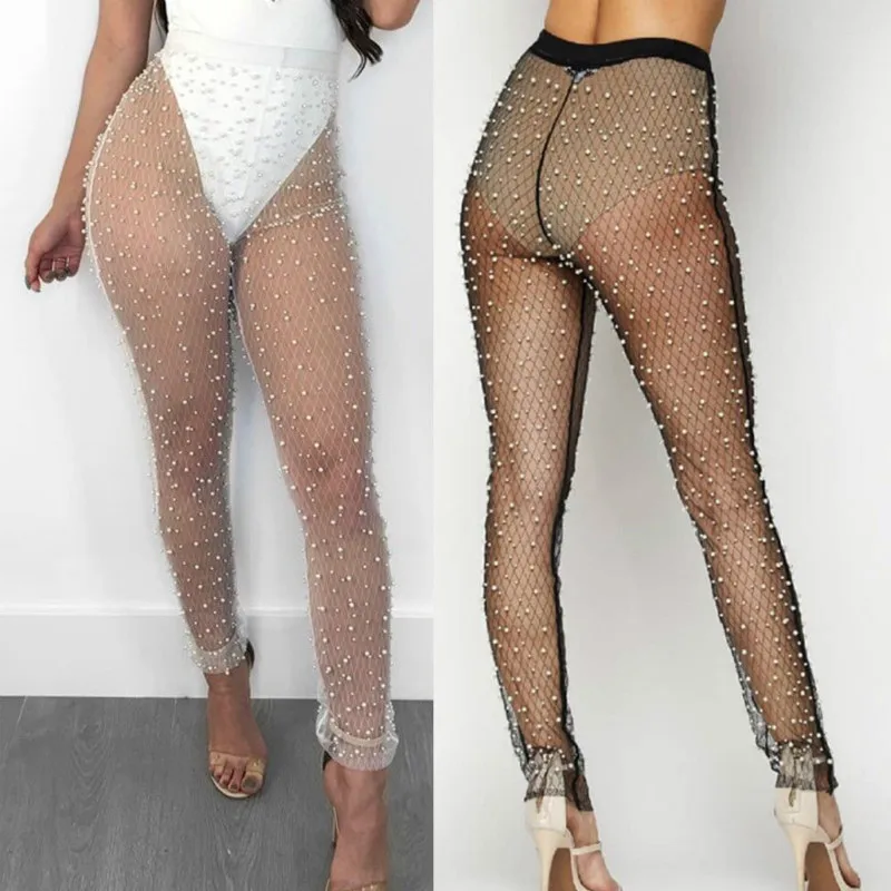 Sexy Womens Beadings Stretch Pencil Pants Summer Ladies See Through Long Pants Trousers Mesh Sheer High Waist Pantyhose Pantalon
Sexy Womens Beadings Stretch Pencil Pants Summer Ladies See Through Long Pants Trousers Mesh Sheer High Waist Pantyhose Pantalon