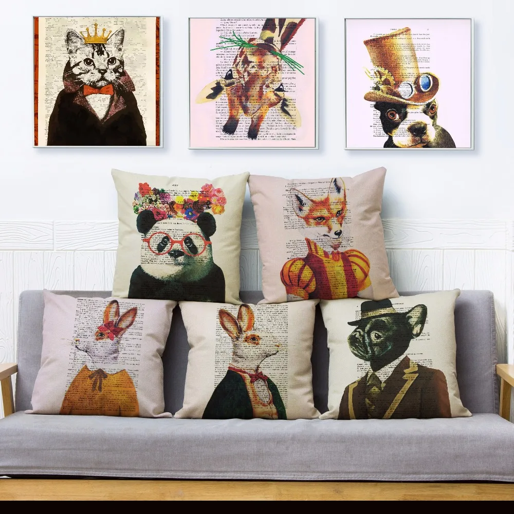 Vintage Cartoon Animal Panda Cat Dog Print Cushion Cover 45*45cm Throw Pillow Cover Linen Pillow Case Home Decor Pillows Cases
Vintage Cartoon Animal Panda Cat Dog Print Cushion Cover 45*45cm Throw Pillow Cover Linen Pillow Case Home Decor Pillows Cases