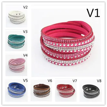 Women Gift 10 bracelets/lot mix colours handmade velvet bracelet bling rhinestone wrap leather bracelet hot drill bangle
Women Gift 10 bracelets/lot mix colours handmade velvet bracelet bling rhinestone wrap leather bracelet hot drill bangle