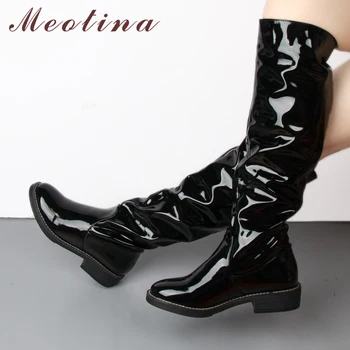 Meotina Knee High Boots Women Patent Leather Winter Boots Square Heel Pleated Boots Fashion Ladies Long Shoes Black Size 42 43
Meotina Knee High Boots Women Patent Leather Winter Boots Square Heel Pleated Boots Fashion Ladies Long Shoes Black Size 42 43