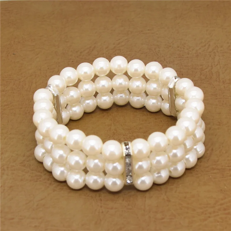 Hot Sale Fashion Silver Metal Crystal Linked Simulated Pearl Multilayer Beaded Charm Wide Elasticity Bracelets Bangles for Women
Hot Sale Fashion Silver Metal Crystal Linked Simulated Pearl Multilayer Beaded Charm Wide Elasticity Bracelets Bangles for Women