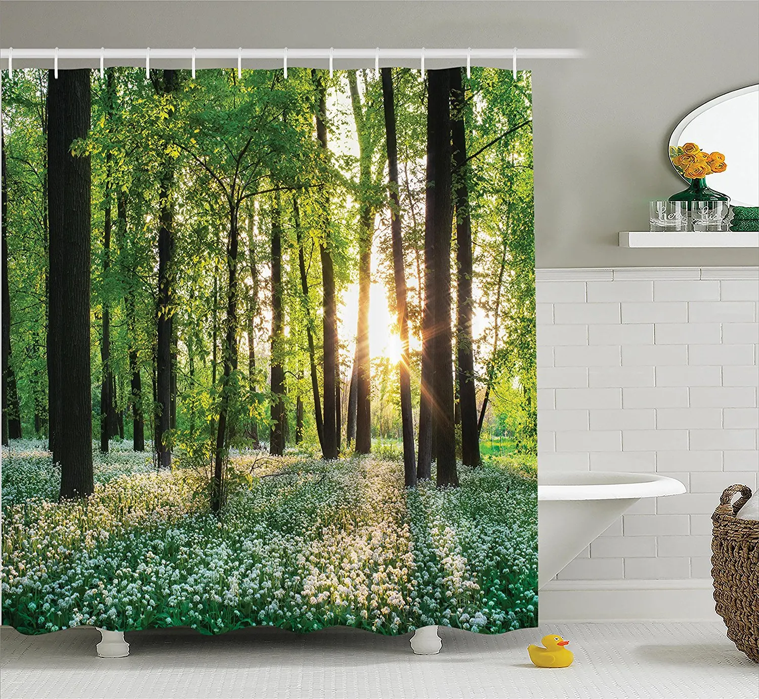 Farm House Decor Collection, Sunny Forest with Wild Garlic Enchanting Wildflowers Blossoms Landscape Scene, Shower Curtain
Farm House Decor Collection, Sunny Forest with Wild Garlic Enchanting Wildflowers Blossoms Landscape Scene, Shower Curtain