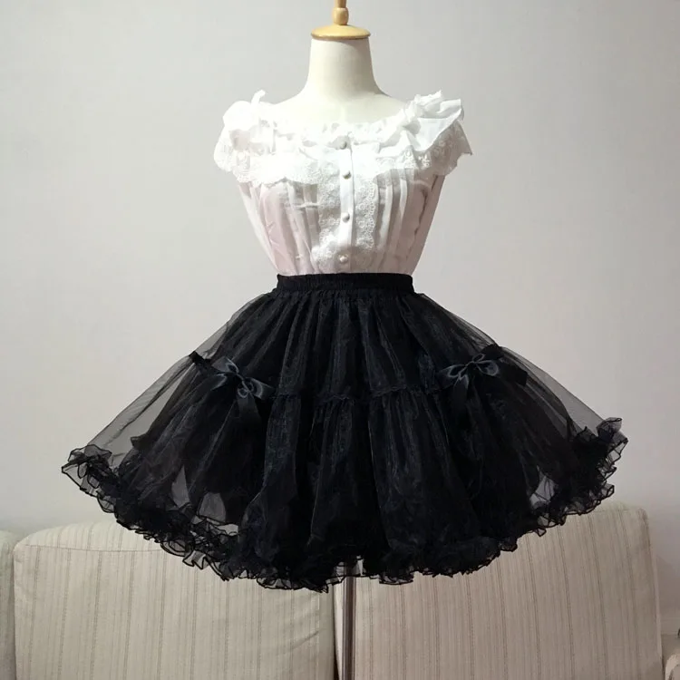

Violent Gothic Baroque Rococo Lolita Bottom Skirt Black/White Petticoat Princess Tutu Organza Crinoline Petticoats