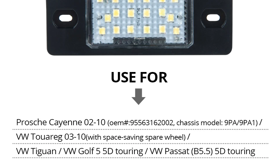 12V Led Number-plate Lamp Car Rear Bulb LED License Plate Lights Error Free For Porsche Cayenne 2003-2010VW GOLF PASSAT BORA (3)