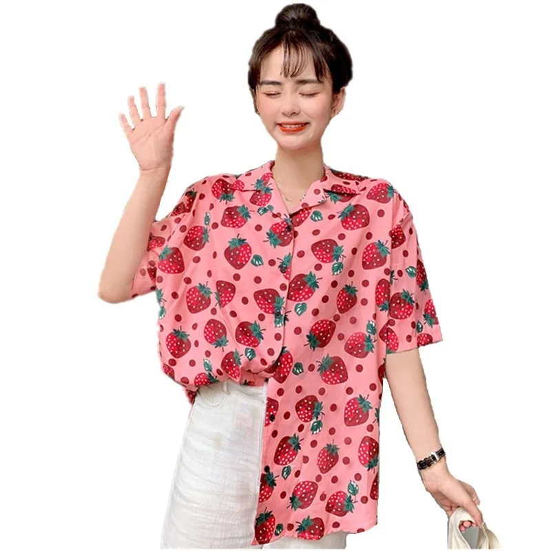 New Summer Women Shirt Top Harajuku Kawaii Girls Blouse Cute Strawberry Polka Dot Print Short Sleeve Blusa Female Hawaii Camisa
New Summer Women Shirt Top Harajuku Kawaii Girls Blouse Cute Strawberry Polka Dot Print Short Sleeve Blusa Female Hawaii Camisa