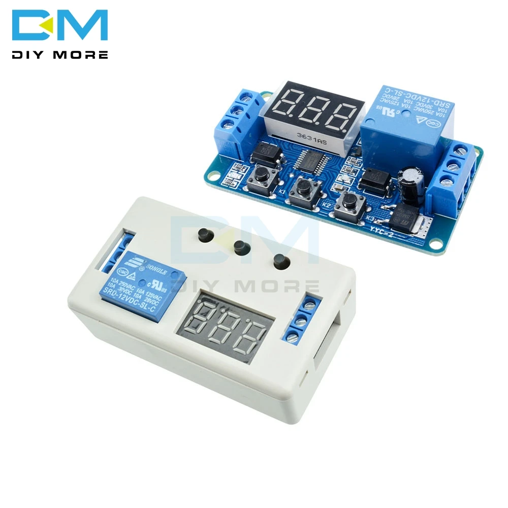 DC 12V Time Delay Relay Module 3 Digital LED Display Board Control Programmable Timer Switch Trigger Cycle Module With Case
DC 12V Time Delay Relay Module 3 Digital LED Display Board Control Programmable Timer Switch Trigger Cycle Module With Case