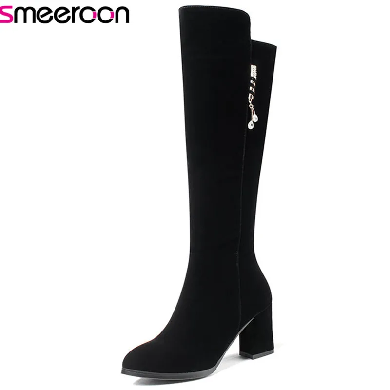 Smeeroon fashion knee high boots for women autumn winter boots pointed toe high heels women boots zip prom shoes black
Smeeroon fashion knee high boots for women autumn winter boots pointed toe high heels women boots zip prom shoes black