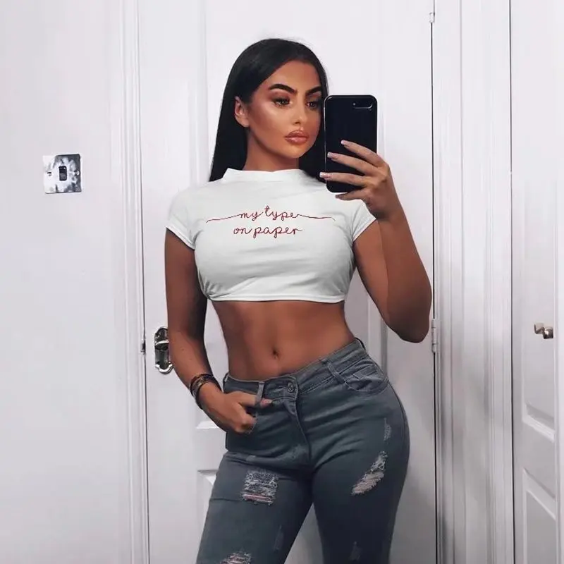 BKLD Ladies Casual Short Sleeve O-neck Funny Letters Printed Sexy Crop Tops Tshirts 90s Women 2018 Summer Fashion Street T-shirt
BKLD Ladies Casual Short Sleeve O-neck Funny Letters Printed Sexy Crop Tops Tshirts 90s Women 2018 Summer Fashion Street T-shirt