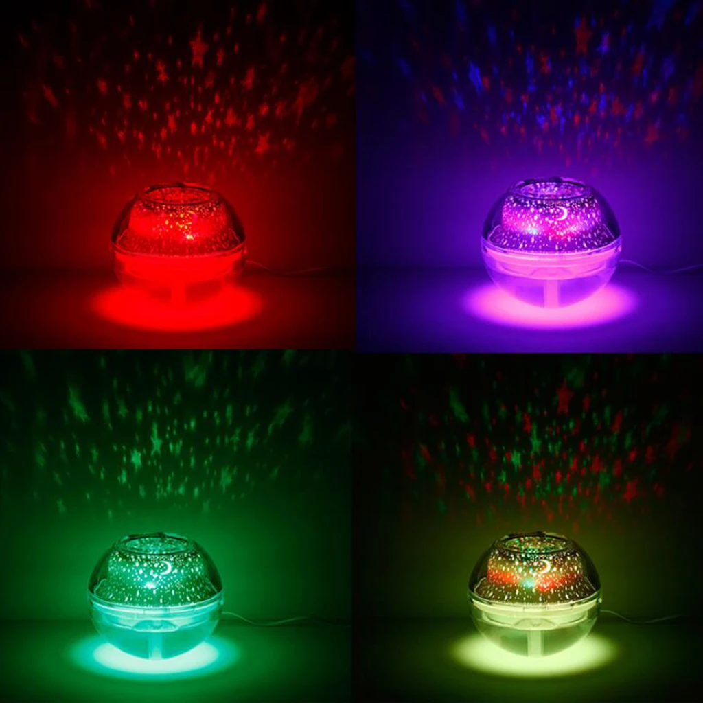 500ml Mini Crystal USB Air Mist Humidifier Purifier Essential Oil Aroma Diffuser Freshener with Star Moon Projection Night Light