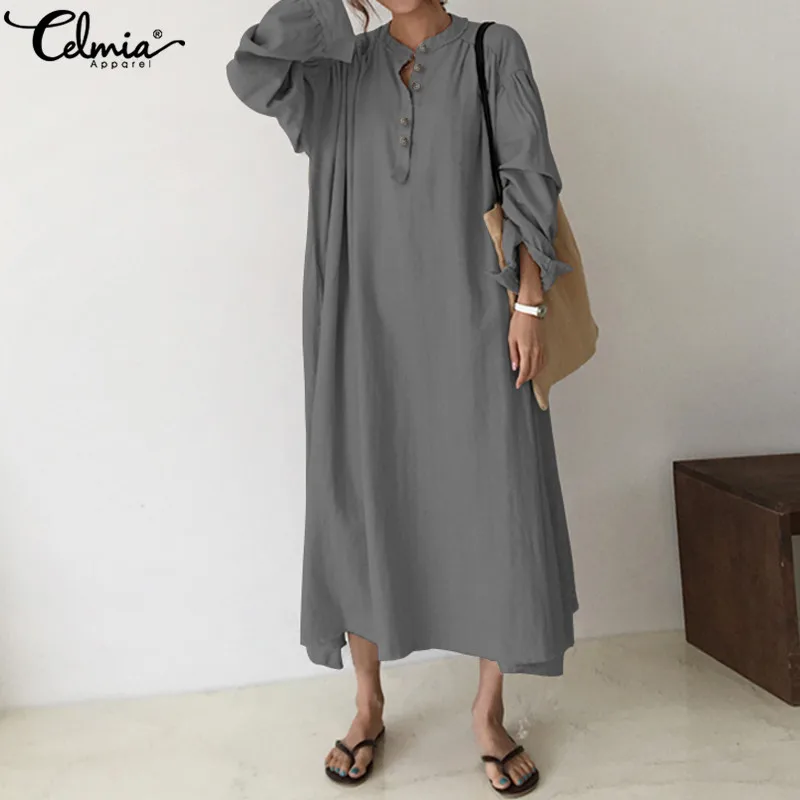 2019 Celmia Women Vintage Autumn Shirt Dress Long Sleeve Casual Pleated Sundress Solid Loose Maxi Long Vestidos Mujer Plus Size
2019 Celmia Women Vintage Autumn Shirt Dress Long Sleeve Casual Pleated Sundress Solid Loose Maxi Long Vestidos Mujer Plus Size