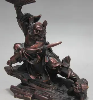 

9 Red Copper Bronze Feng shui God Zhong Kui ChungKuel Catch Devil Ghost Statue