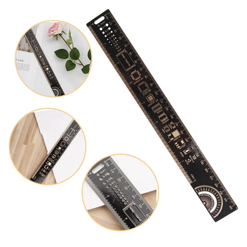 1 pcs 25cm Multifunctional PCB Ruler Measuring Tool Resistor Capacitor Chip IC SMD Diode Transistor Package 180 Degrees
1 pcs 25cm Multifunctional PCB Ruler Measuring Tool Resistor Capacitor Chip IC SMD Diode Transistor Package 180 Degrees